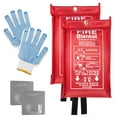 thumbnail image 1 of Rocyis Emergency Fire Blanket (2 Pack) + 2 Hooks & 1 Gloves, 40" x 40" Fire Blanket for Home, Fiberglass Fireproof Kitchen,100% Fiberglass, 1 of 7
