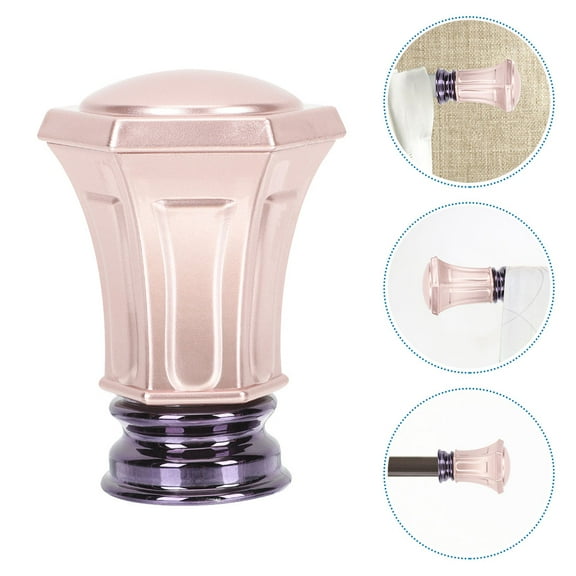Amosfun Curtain Rod Head Finials Aluminium Alloy Rose Gold 3.5x2.6x2.6in