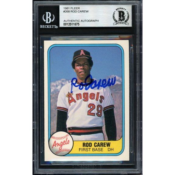 Rod Carew Autographed 1981 Fleer Card #268 California Angels Beckett BAS #12511875