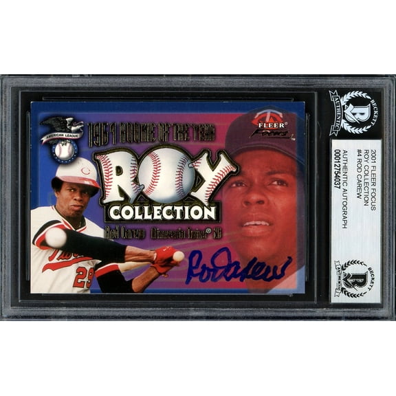 Rod Carew Autographed 2000 Fleer Focus ROY Collection Card #4 Minnesota Twins Beckett BAS #12754037