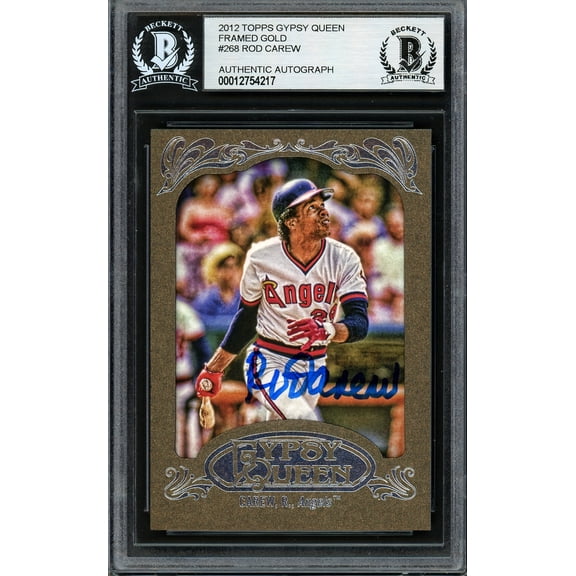 Rod Carew Autographed 2012 Topps Gypsy Queen Gold Frame Card #268 California Angels Beckett BAS #12754217