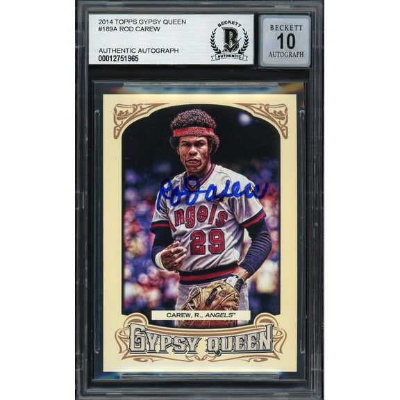 Rod Carew Autographed 2014 Topps Gypsy Queen Card #189 California Angels Auto Grade Gem Mint 10 Beckett BAS #12751965