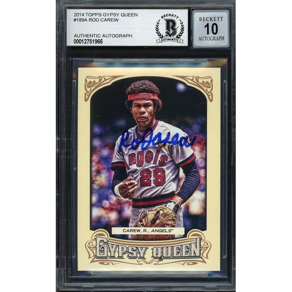 Rod Carew Autographed 2014 Topps Gypsy Queen Card #189 California Angels Auto Grade Gem Mint 10 Beckett BAS #12751966
