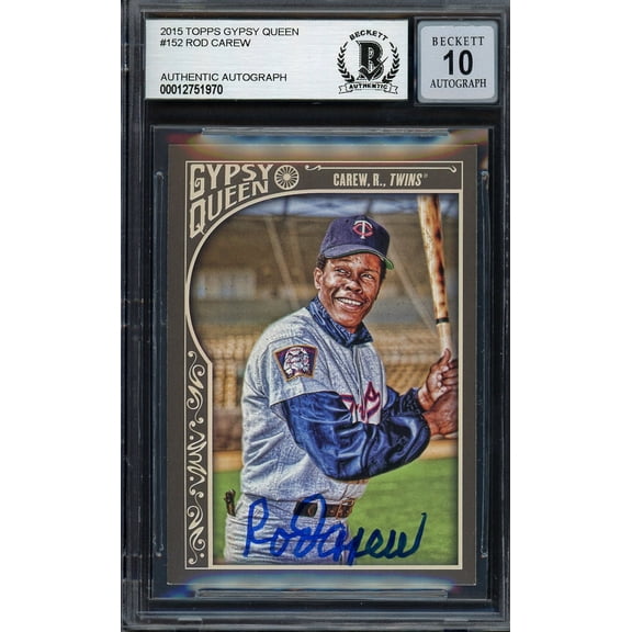 Rod Carew Autographed 2015 Topps Gypsy Queen Card #152 Minnesota Twins Auto Grade Gem Mint 10 Beckett BAS #12751970