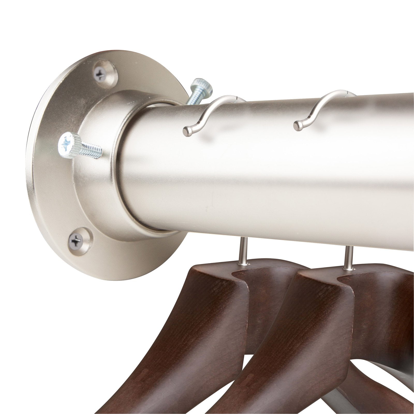 Satin Nickel Adjustable Steel Curtain Pole with Sockets