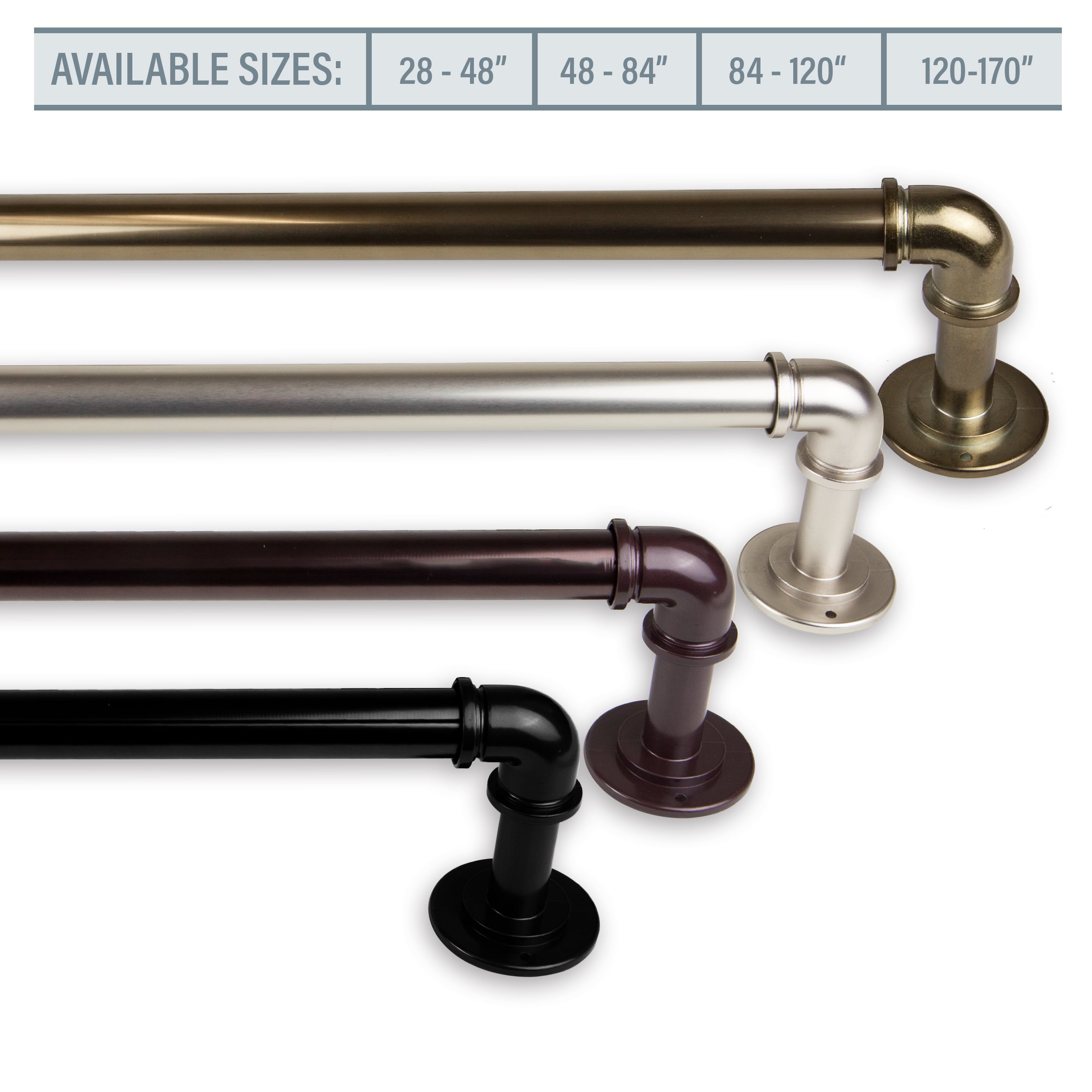 Rod Desyne 1 inch Industrial Pipe Style Blackout Curtain Rod 28-48 inch - Bronze