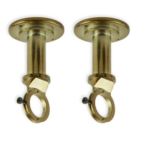 Rod Desyne 1 inch Industrial Pipe Wall/Ceiling Single Bracket (Pair) - Antique Brass