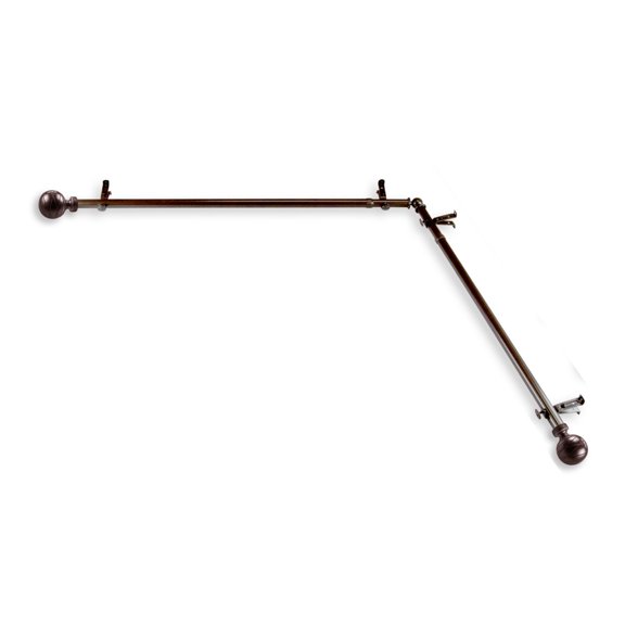 Rod Desyne Arman 13 by 16" Corner Window Curtain Rod - Cocoa
