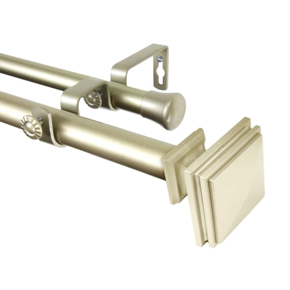 Rod Desyne Bedpost 1" Double Curtain Rod - Light Gold