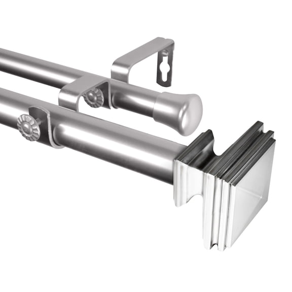 Rod Desyne Bedpost 1" Double Curtain Rod - Satin Nickel