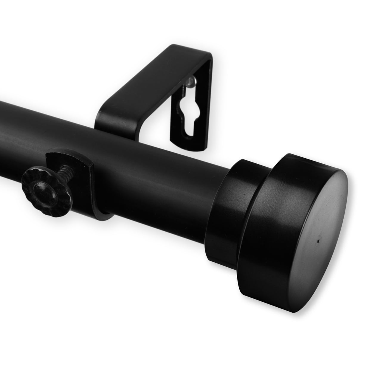 Black Adjustable Single Curtain Rod Set with Finial, 120-170 inches