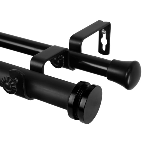 Rod Desyne Bun 1" Double Curtain Rod - Black