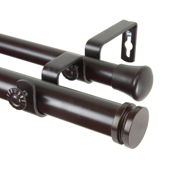 Bun Double 1" dia. Curtain Rod 48-84 inch - Mahogany,(100-50-486-D)