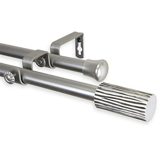 Cedar 13/16" Double Curtain Rod-Color:Satin Nickel,Size:48-84"
