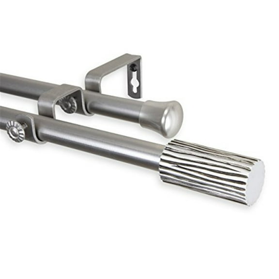 Cedar 13/16" Double Curtain Rod-Color:Satin Nickel,Size:28-48"