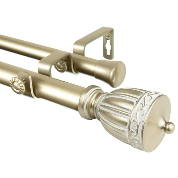 Rod Desyne Debussy 1" Double Curtain Rod - Light Gold
