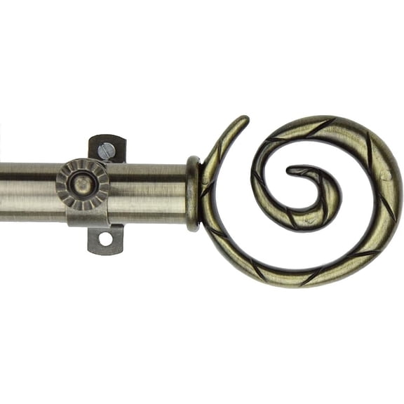Rod Desyne Furl 13/16" Single Curtain Rod, 66-120 inch, Antique Brass