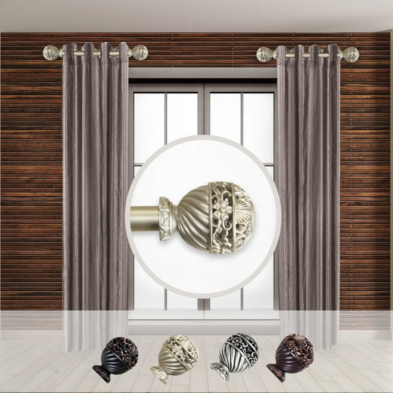 Rod Desyne Lanette 1 - inc dia. Side Curtain Rod 12-20 inch long , Set of 2-Color:Light Gold