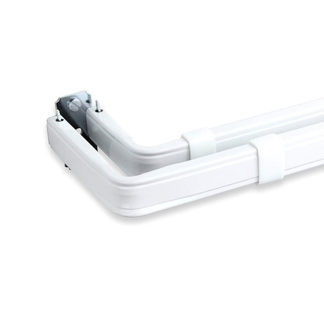 Rod Desyne Lockseam Corner Curtain Rod 28-48 Inch – Sturdy White Enamel Finish With Brackets Included