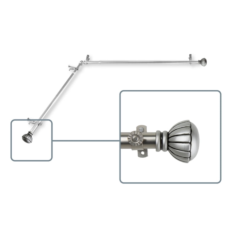 Rod Desyne 7/16" Magnetic Curtain Rod Set Of 2 - Adjustable 48 To 84 Inches, Satin Nickel, For Lightweight Curtains