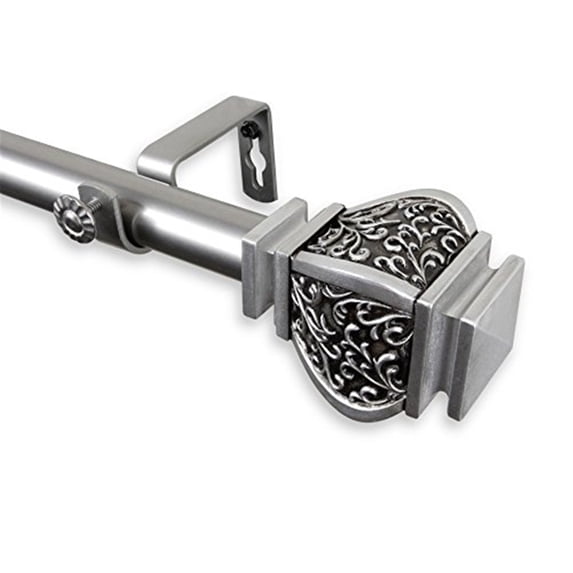 Margot 1" Double Curtain Rod-Color:Satin Nickel,Size:120-170"