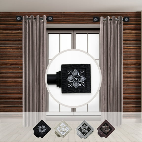 Rod Desyne Ophelia 1 - inc  dia. Side Curtain Rod 12-20 inch long , Set of 2-Color:Black