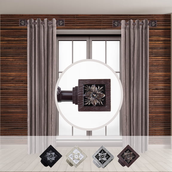 Rod Desyne Ophelia 1 - inc  dia. Side Curtain Rod 12-20 inch long , Set of 2-Color:Mahogany