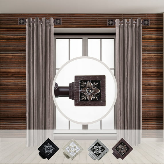 Rod Desyne Ophelia 1 - inc dia. Side Curtain Rod 12-20 inch long , Set of 2-Color:Mahogany