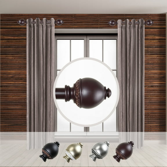 Rod Desyne Ramona 1 - inc  dia. Side Curtain Rod 12-20 inch long , Set of 2-Color:Mahogany