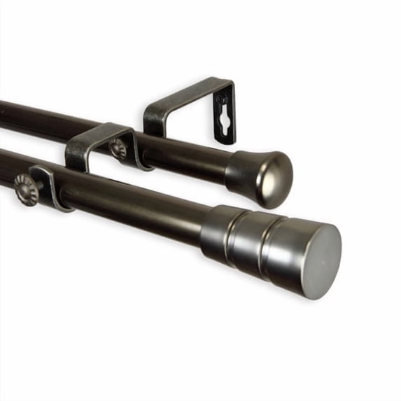 Rio 13/16" Double Curtain Rod-Color:Antique Brass,Size:120-170"