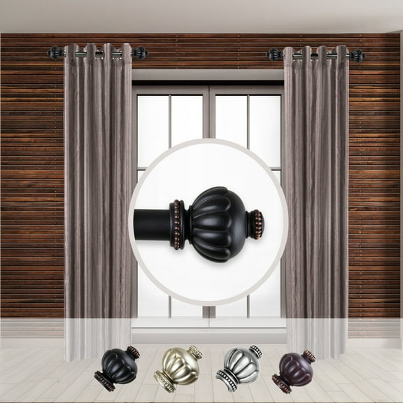 Rod Desyne Selma 1 - inc dia. Side Curtain Rod 12-20 inch long , Set of 2-Color:Black