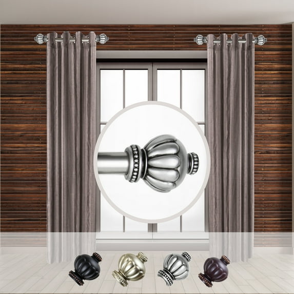 Rod Desyne Selma 1 - inc dia. Side Curtain Rod 12-20 inch long , Set of 2-Color:Satin Nickel