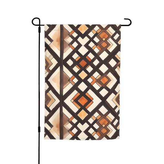Rod-Free Courtyard Decorative Flag 12x18in Thick Fabric Four Seasons Universal Durable Not Easy To Fade Disassembly Convenient Brown Moroccan Trellis Hand-Drawn Sketch_3
