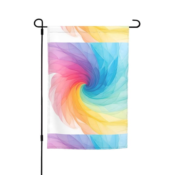 Rod-Free Courtyard Decorative Flag 12x18in Thick Fabric Four Seasons Universal Durable Not Easy To Fade Disassembly Convenient Darkmagenta Tie-Dye Background Rainbow Colors (3)