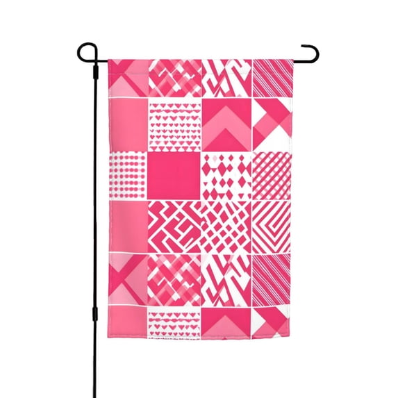 Rod-Free Courtyard Decorative Flag 12x18in Thick Fabric Four Seasons Universal Durable Not Easy To Fade Disassembly Convenient Hotpink Geometric Patterns_4