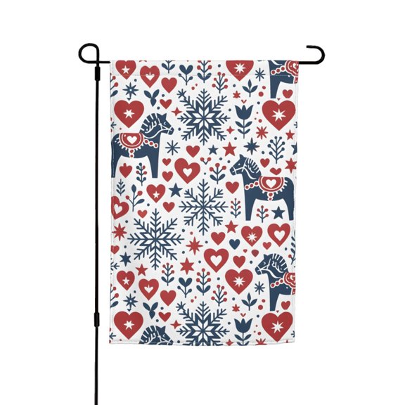 Rod-Free Courtyard Decorative Flag 12x18in Thick Fabric Four Seasons Universal Durable Not Easy To Fade Disassembly Convenient Nordic Folk Art Christmas Pattern