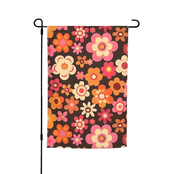 Rod-Free Courtyard Decorative Flag 12x18in Thick Fabric Four Seasons Universal Durable Not Easy To Fade Disassembly Convenient Retro Groovy Flowers Pattern (10)