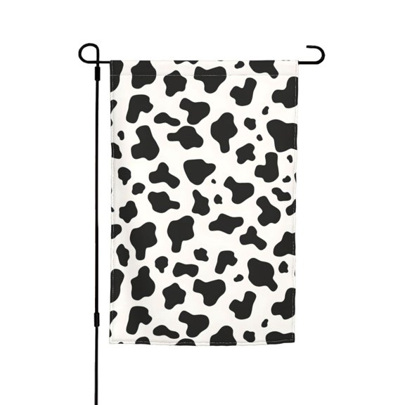 Rod-Free Courtyard Decorative Flag 12x18in Thick Fabric Four Seasons Universal Durable Not Easy To Fade Disassembly Convenient Simple Cow Print Pattern, Vector Art Style_1