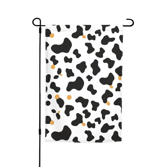 Rod-Free Courtyard Decorative Flag 12x18in Thick Fabric Four Seasons Universal Durable Not Easy To Fade Disassembly Convenient Simple Cow Print Pattern, Vector Art Style_2