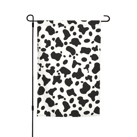 Rod-Free Courtyard Decorative Flag 12x18in Thick Fabric Four Seasons Universal Durable Not Easy To Fade Disassembly Convenient Simple Cow Print Pattern, Vector Art Style_3