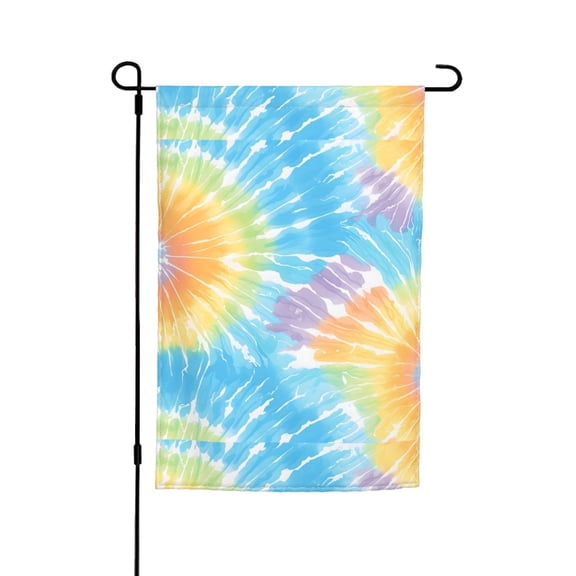 Rod-Free Courtyard Decorative Flag 12x18in Thick Fabric Four Seasons Universal Durable Not Easy To Fade Disassembly Convenient Turquoise Tie Dye Background Rainbow Colors_3