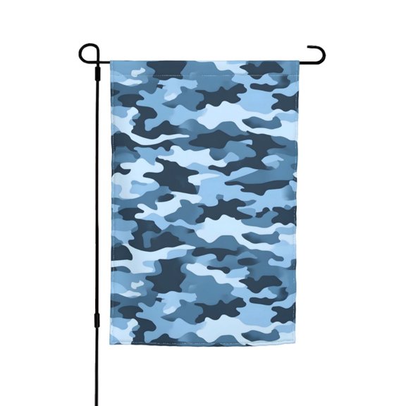 Rod-Free Courtyard Decorative Flag 12x18in Thick Fabric Four Seasons Universal Durable Not Easy To Fade Disassembly Convenient Vector Camouflage Pattern Blue_3