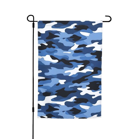 Rod-Free Courtyard Decorative Flag 12x18in Thick Fabric Four Seasons Universal Durable Not Easy To Fade Disassembly Convenient Vector Camouflage Pattern Blue_2