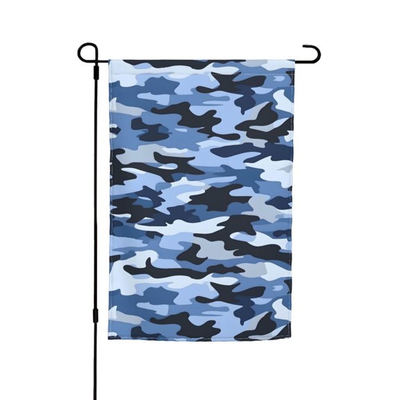 Rod-Free Courtyard Decorative Flag 12x18in Thick Fabric Four Seasons Universal Durable Not Easy To Fade Disassembly Convenient Vector Camouflage Pattern Blue_4