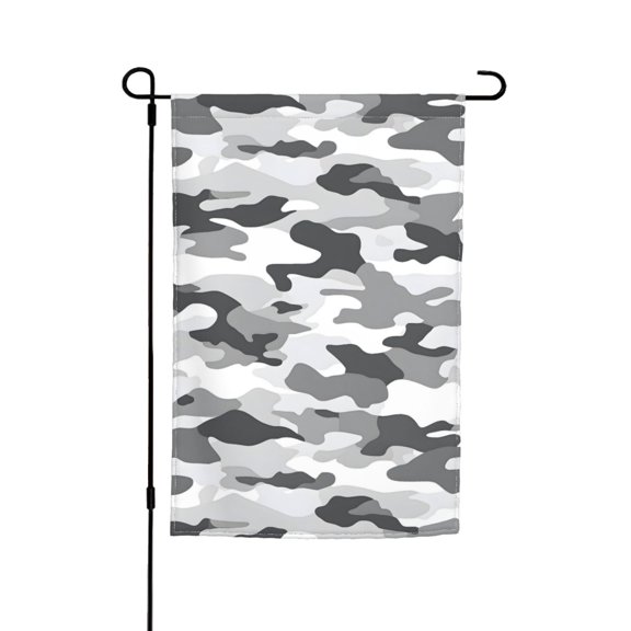 Rod-Free Courtyard Decorative Flag 12x18in Thick Fabric Four Seasons Universal Durable Not Easy To Fade Disassembly Convenient Vector Camouflage Pattern Gray_2