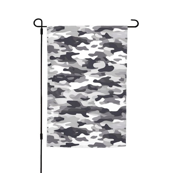 Rod-Free Courtyard Decorative Flag 12x18in Thick Fabric Four Seasons Universal Durable Not Easy To Fade Disassembly Convenient Vector Camouflage Pattern Gray_4