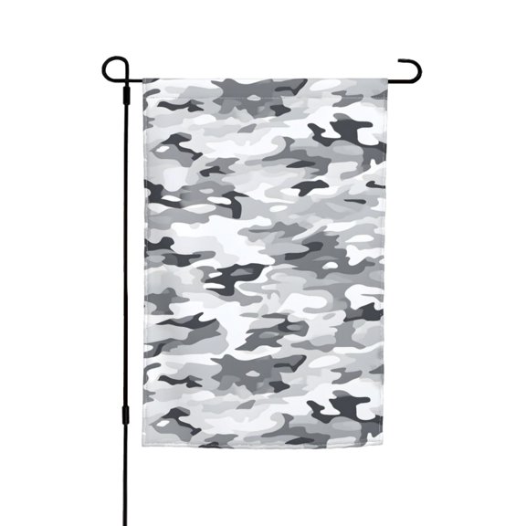 Rod-Free Courtyard Decorative Flag 12x18in Thick Fabric Four Seasons Universal Durable Not Easy To Fade Disassembly Convenient Vector Camouflage Pattern Gray_3