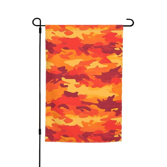 Rod-Free Courtyard Decorative Flag 12x18in Thick Fabric Four Seasons Universal Durable Not Easy To Fade Disassembly Convenient Vector Camouflage Pattern Orange Red_4