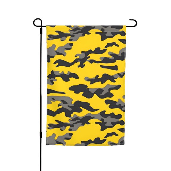 Rod-Free Courtyard Decorative Flag 12x18in Thick Fabric Four Seasons Universal Durable Not Easy To Fade Disassembly Convenient Vector Camouflage Pattern Yellow_1