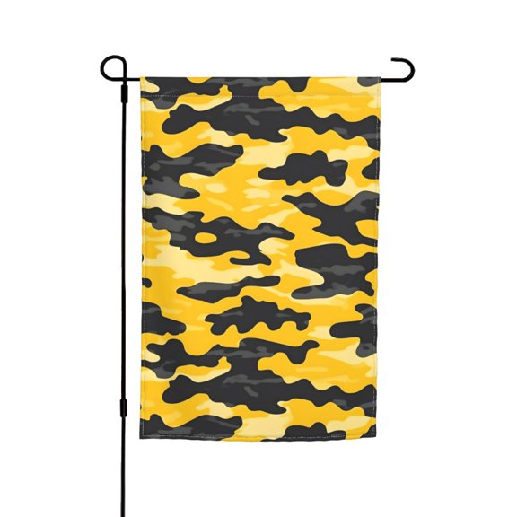 Rod-Free Courtyard Decorative Flag 12x18in Thick Fabric Four Seasons Universal Durable Not Easy To Fade Disassembly Convenient Vector Camouflage Pattern Yellow_3